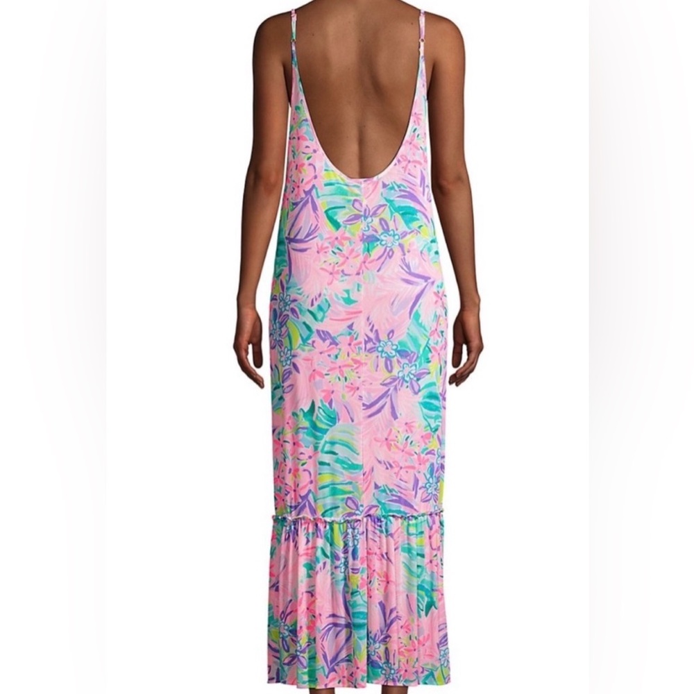 Lilly Pulitzer Swimsuit Cover Up Size Large Winni Coverup Floral Bright Pink - Picture 2 of 8